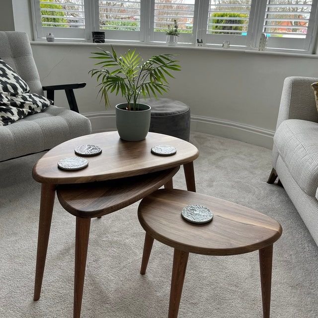 Customer photo review of Ercol Style Solid Walnut Set of Three Nesting Table