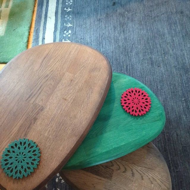 Customer photo review of Ercol Style Solid Oak Set of Three Nesting Table
