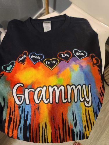 Customer photo review of Grandma Melting Colorful Heart Personalized Shirt