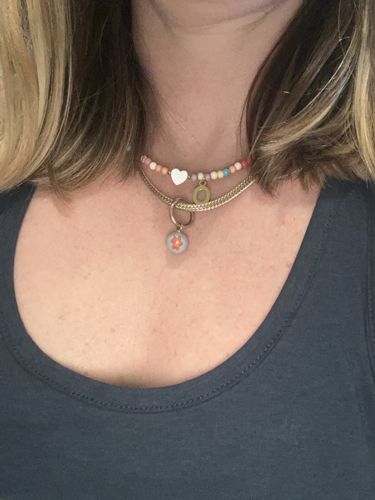 Customer photo review of Colorful Beads Initial Choker '18k Gold Plated'