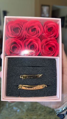 Customer photo review of Engraved Bracelet Set - W/ Eternal Rose Box