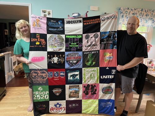 T-shirt quilt featuring mohonasen warriors by Heather from NY