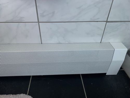Customer photo review of EZ Snap Covers Standard Height 7 1/2" White Baseboard Heater Cover Kit with 2 Closed End Caps