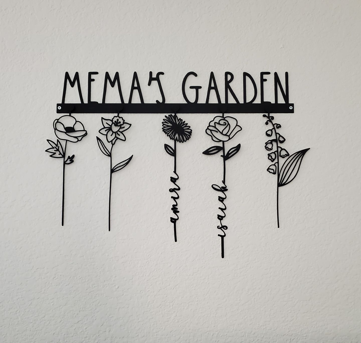 Customer photo review of Our Family Garden - Personalized Birth Month Flowers Family Name Sign Mother's Day Gift