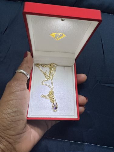 Customer photo review of 14K Hamsa Pendant W/ Hollow Cuban Chain - JTJ™