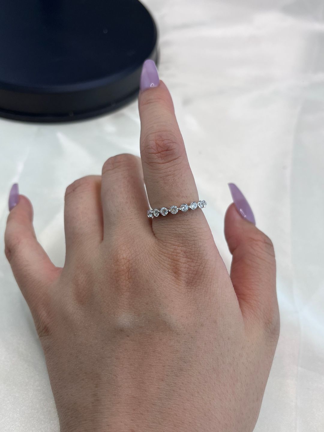 Customer photo review of Louily Fashion Eternity Round Cut 1.5 Ct Wedding Band In Sterling Silver
