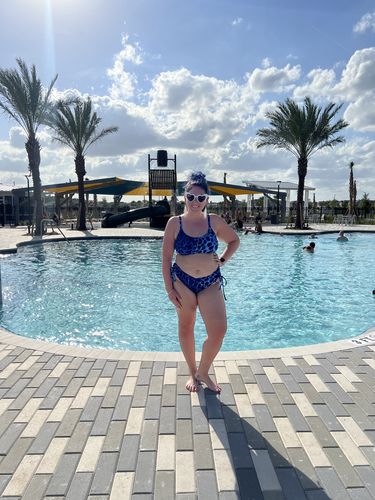 Customer photo review of Cobalt Cheetah Scoop Top