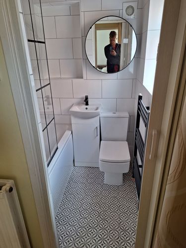 Customer photo review of Serene 1500 Matt Black Complete Bathroom Suite
