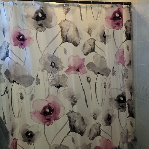 Customer photo review of Spring Flowers Fabric Shower Curtain