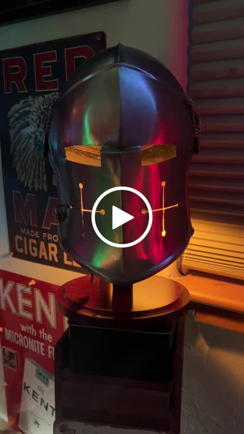 Customer video review of Barbuta Helmet Knights Templar Crusader Helmet (Steel) - Free Wooden Stand