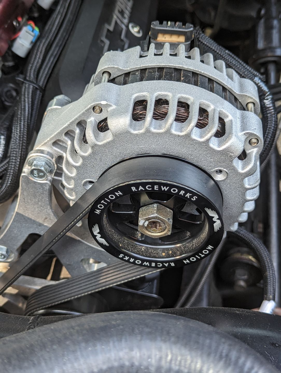 Customer photo review of Motion Raceworks LS 3.5" OD Overdrive Alternator Pulley