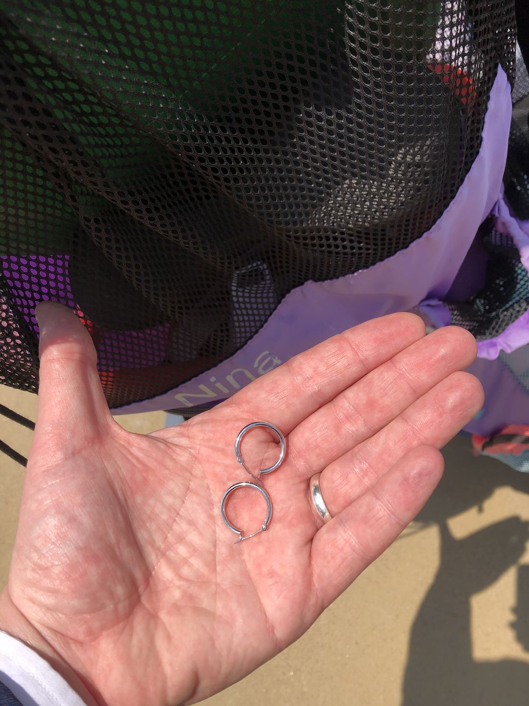 Customer photo review of 14k White Gold Classic Hoop Earrings, 2mm