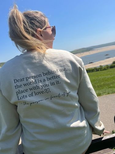 Customer photo review of Dear Person Behind Me Back Logo Sweatshirt