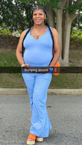 Customer photo review of Just Right Textured Wide Leg Pants Set (Spring Blue)