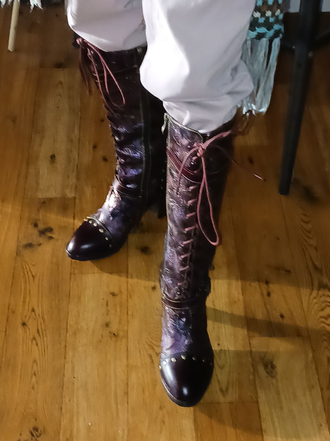 Customer photo review of Warm Embossed Real Leather Dragonfly Boots