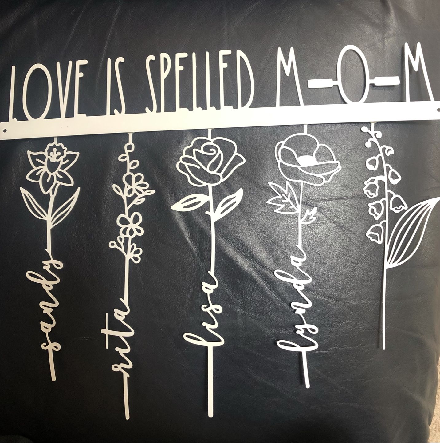 Customer photo review of Our Family Garden - Personalized Birth Month Flowers Family Name Sign Mother's Day Gift