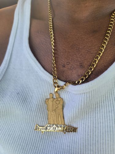 Customer photo review of Lovers Charm™ 18K Custom Engraved Necklace