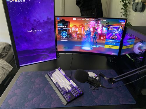 Customer photo review of Cloud Purple | Deskmat