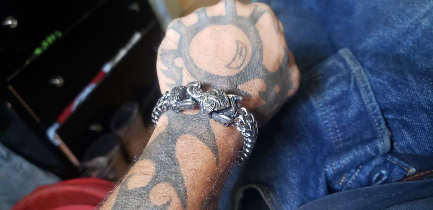 Customer photo review of Fenrir - The Great Wolf - Stainless Steel Bracelet