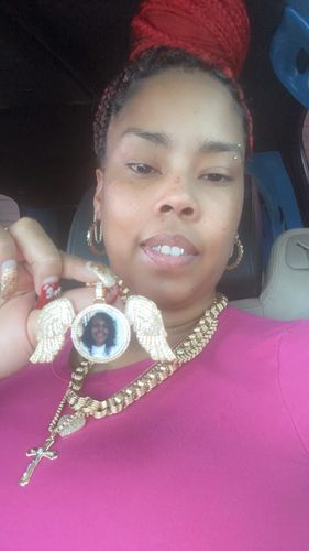 Customer photo review of Crystal Circle Photo with Wings | Necklace