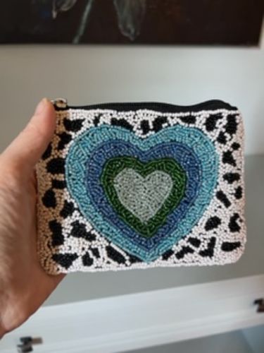 Customer photo review of Blue and Black Heart Mini Pouches