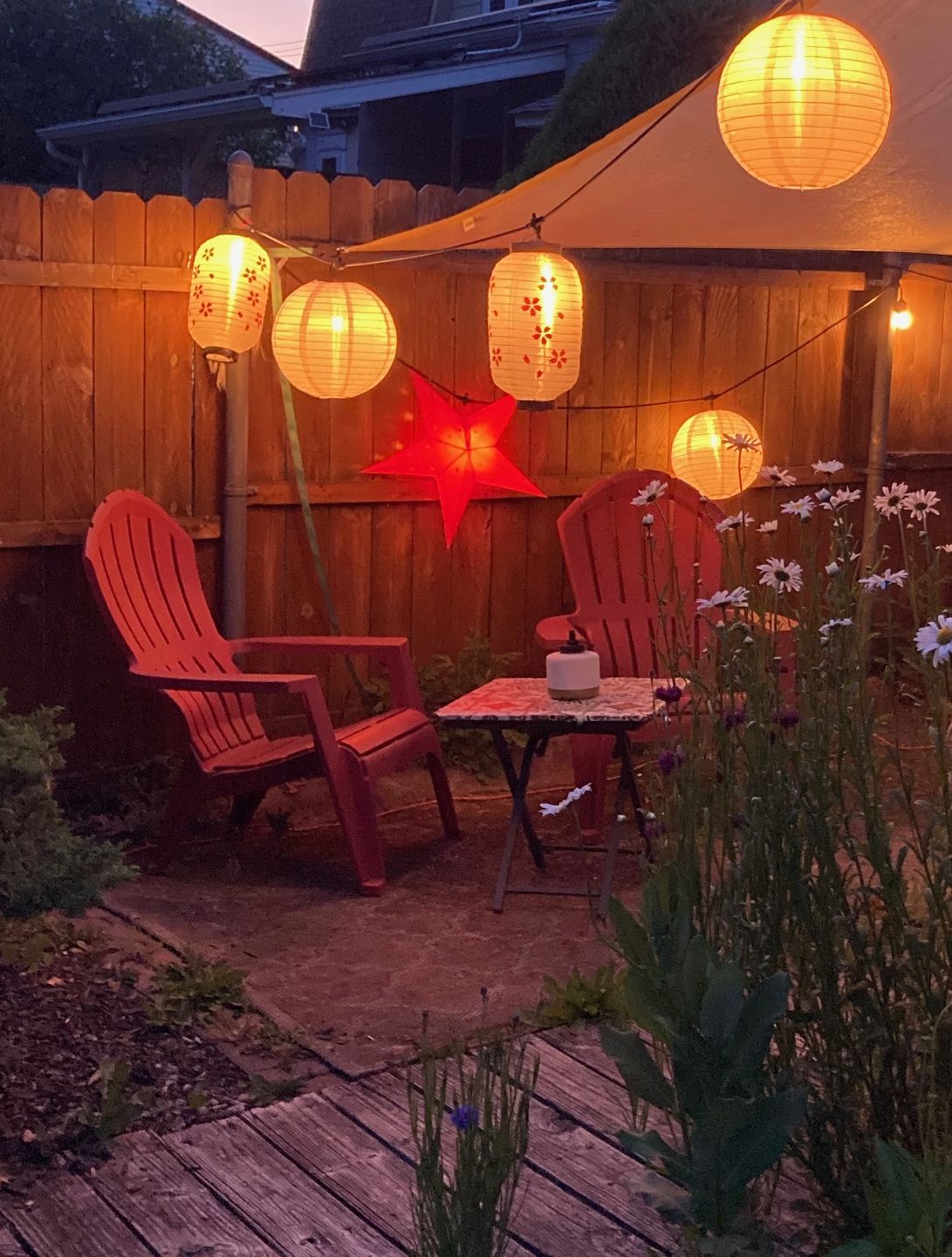 Customer photo review of 24" Red Weatherproof Star Lantern Lamp, Hanging Decoration
