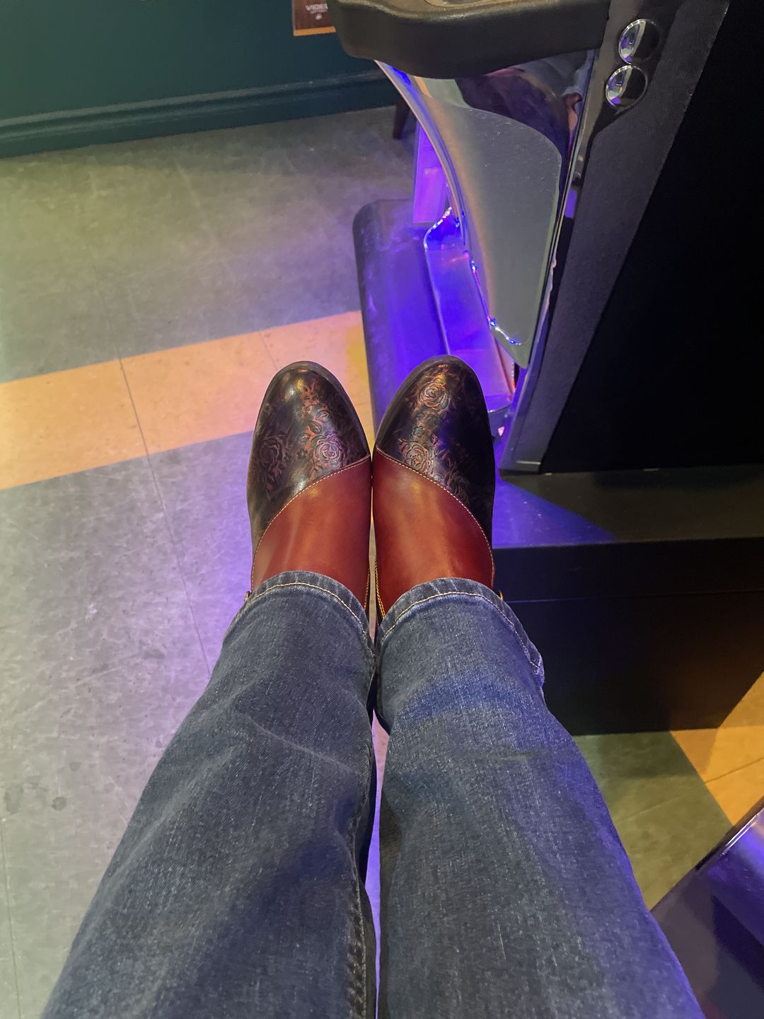 Customer photo review of Retro Handmade Floral Stitching Button Boots