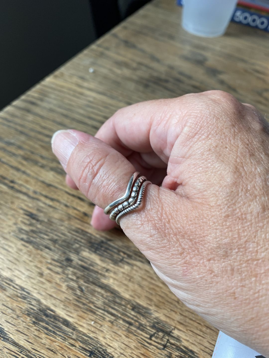 Customer photo review of Triple Chevron Boho Ring Sterling Silver