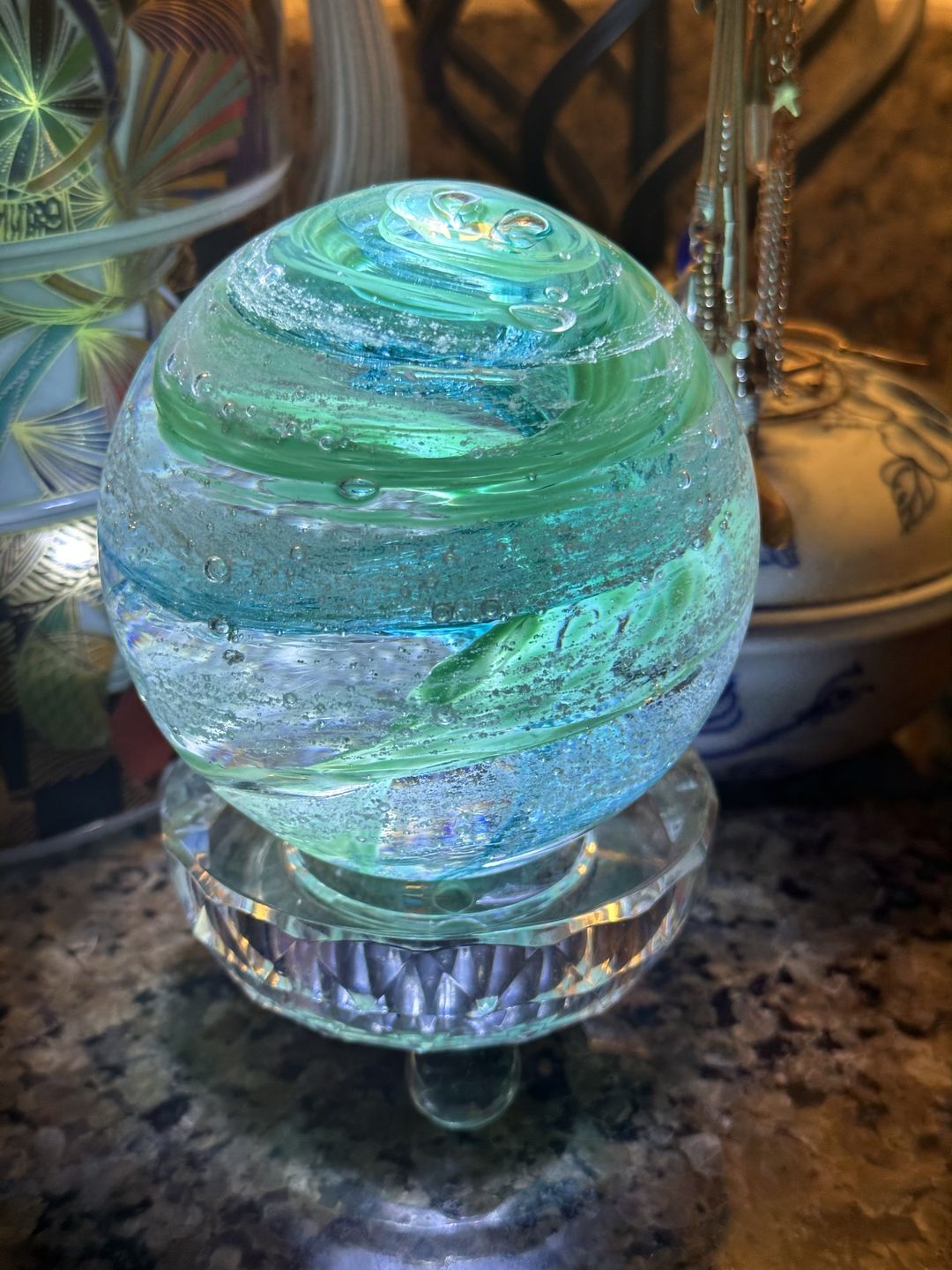 Customer photo review of Tranquil Swirl Paperweight with Cremation Ash