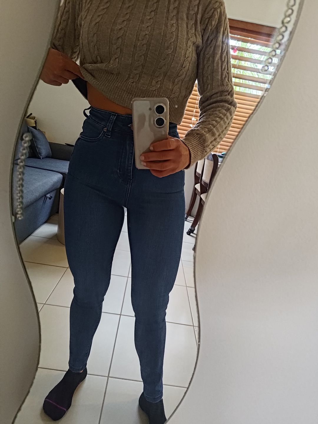Customer photo review of Impact High Waisted Skinny Jeans - Indigo