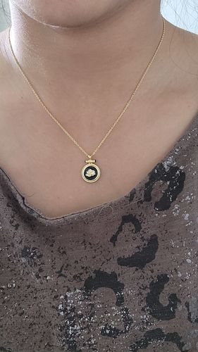 Customer photo review of Rose Black Agate Necklace Gold Vermeil