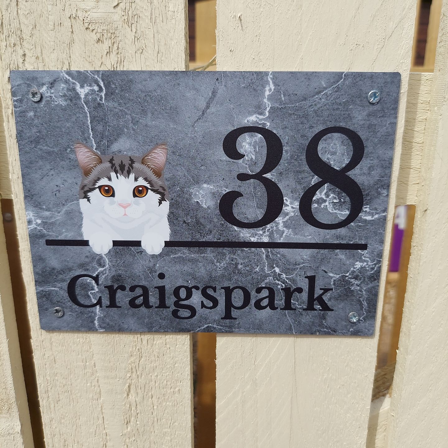 Customer photo review of House number marble look - Personalised door sign