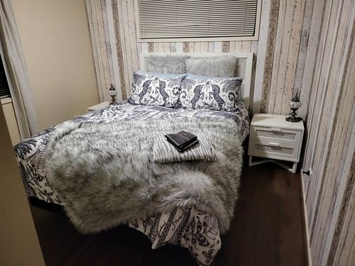 Customer photo review of Distressed Wood Wallpaper - 4 Colours