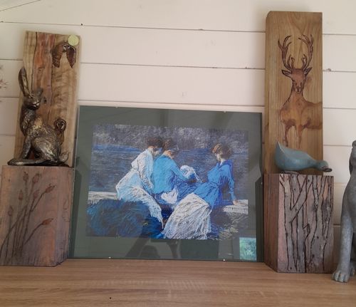 Customer photo review of Lucille Rodier Gagnon, Olive and Edna Pretty at Sainte-Petronille, Île d'Orleans, vintage artwork by Clarence Gagnon, A3 (16x12") Poster Print