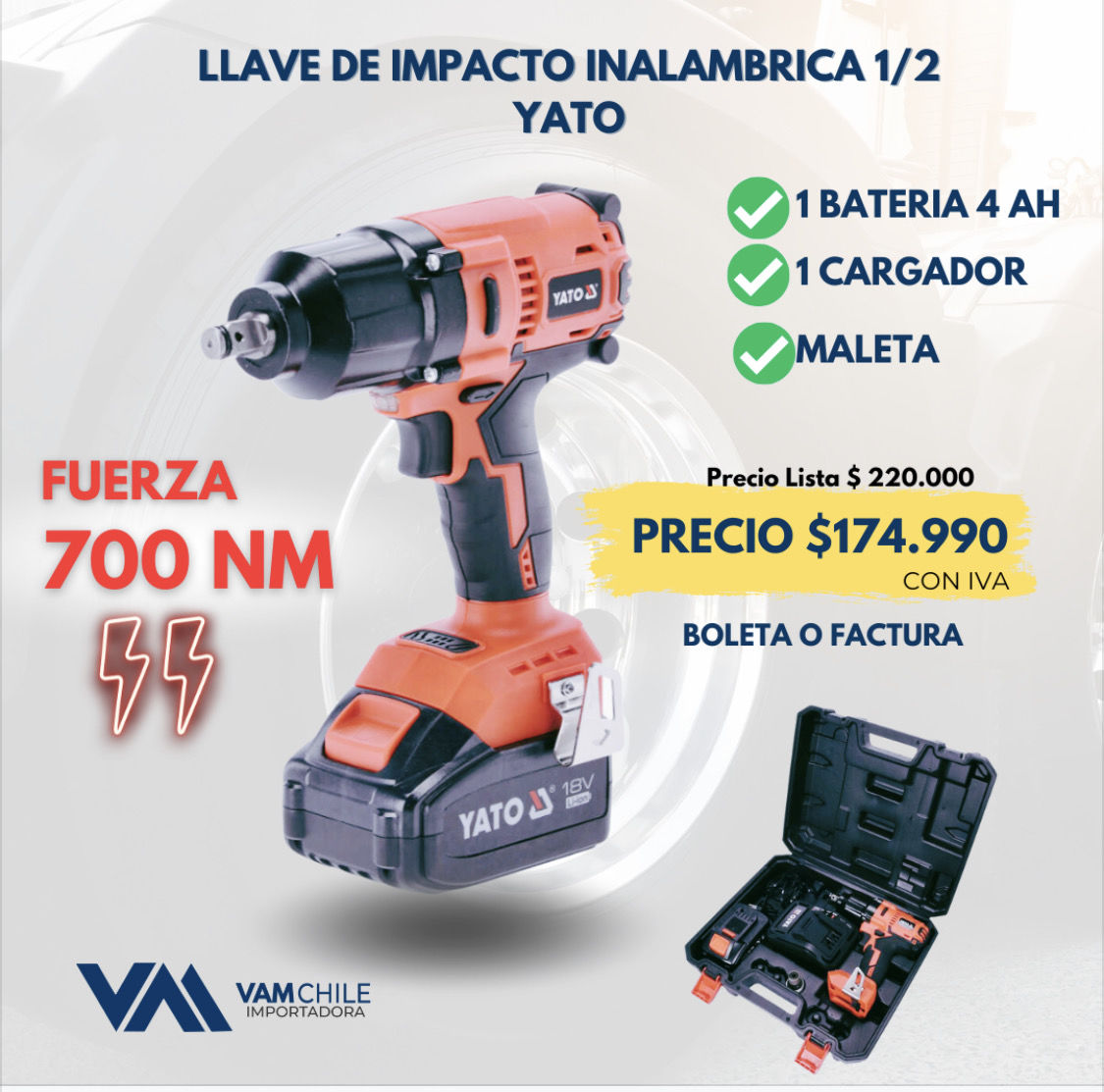 Customer photo review of Llave de Impacto Inalámbrica 700Nm - 18V 1/2"