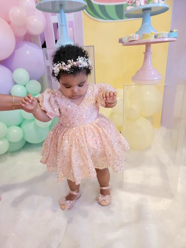 Customer photo review of Baby Girl Butterfly Knot Sequins Performance Princess Shoes