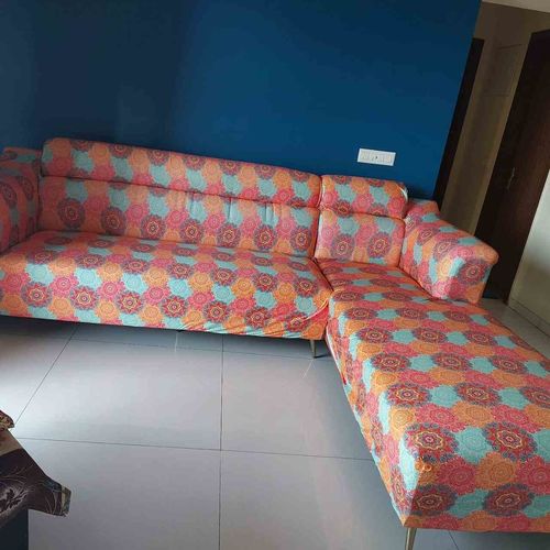 Customer photo review of Vintage Elastic L-Shape Sofa Slipcovers.