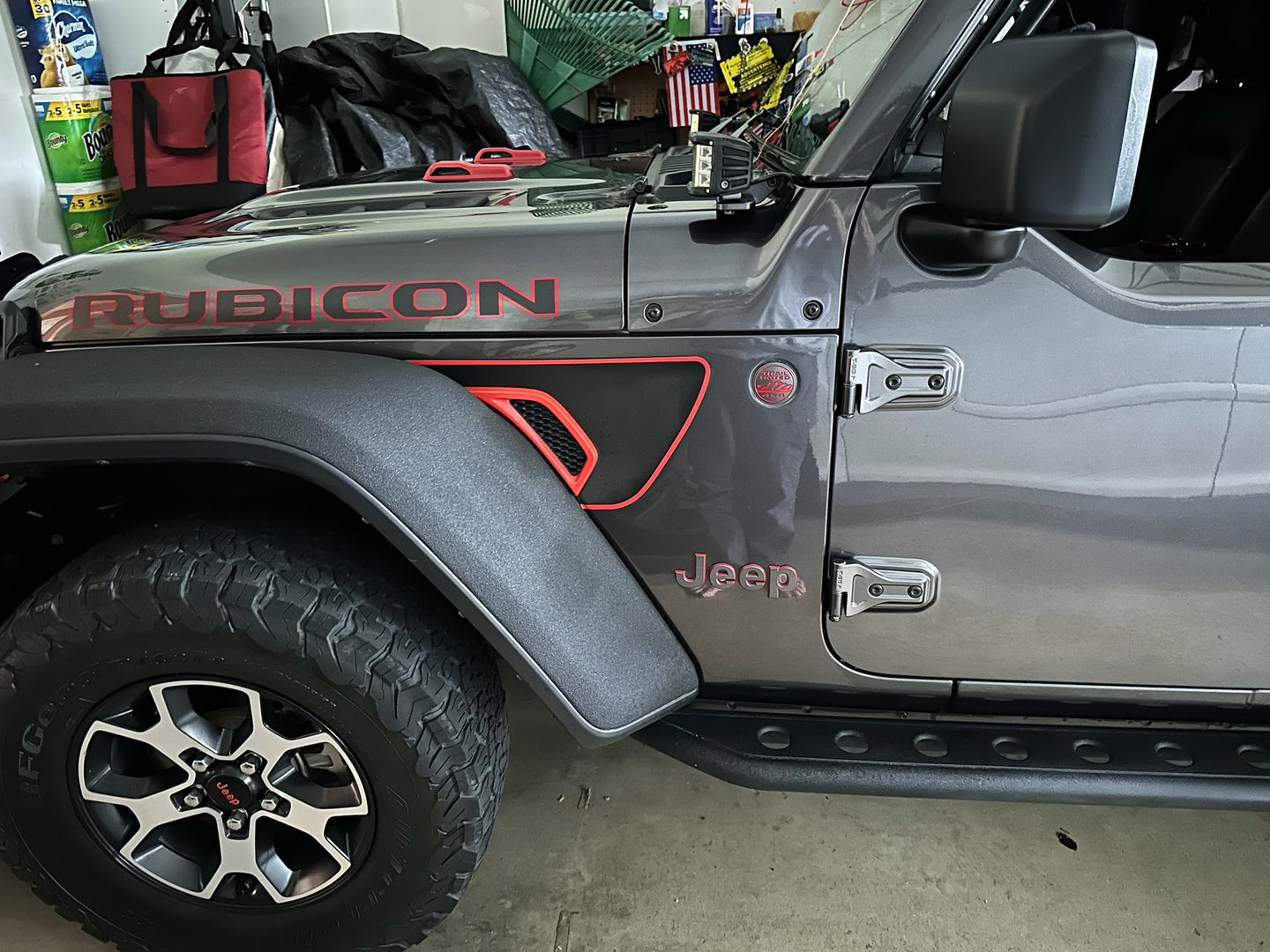 Customer photo review of Matte Black Fender Vent Premium Wrap Decal for Wrangler and Gladiator