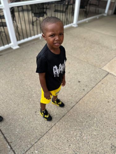 Customer photo review of Kids RAW Drip Silver Bling Crew Neck T-Shirt and Cotton Shorts Set