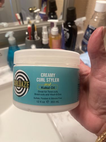 Customer photo review of CURLDAZE Creamy Curl Styler with Kukui Oil, 12 Oz.
