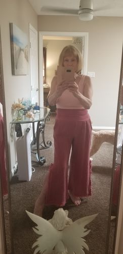 Customer photo review of Meo Linen Fringe Pant (Berry)
