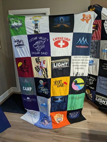 T-shirt quilt from cedar valley college by Stacy from TX