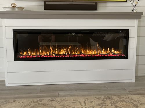 Customer photo review of Touchstone Sideline Elite 72 Inch Smart Wall-Mount / Recessed Linear Electric Fireplace
