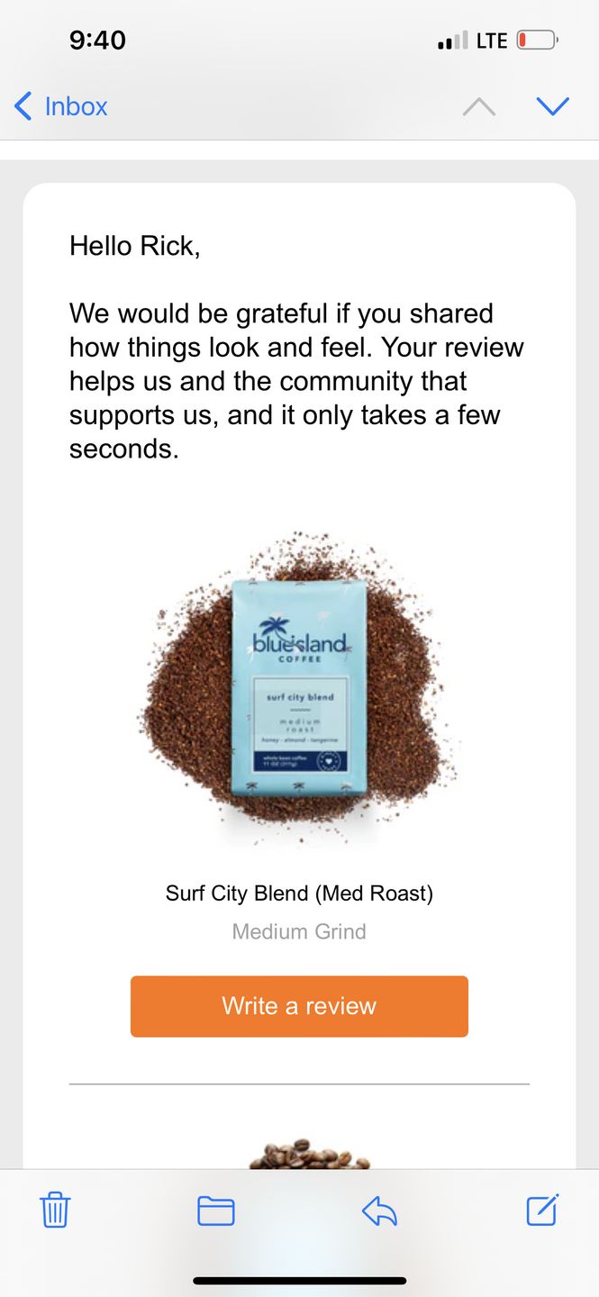 Customer photo review of Surf City Blend (Med Roast)