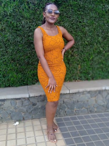 Customer photo review of Beeline Bodycon Dress in MUSTARD