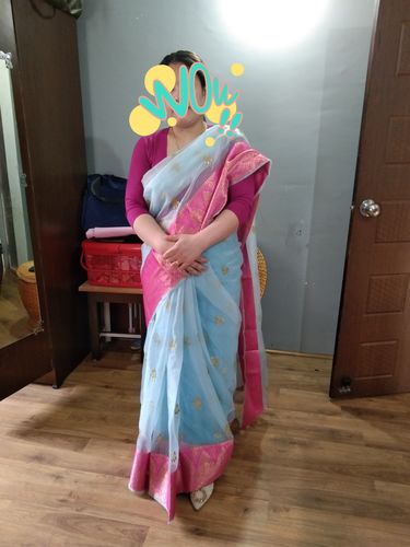 Customer photo review of Kanchipuram Organza  Silk Saree
