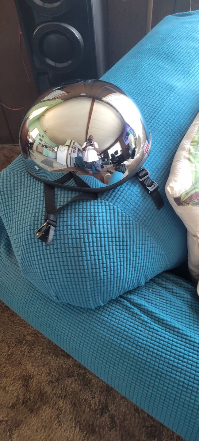 Customer photo review of Smallest Beanie Half Helmet - Chrome
