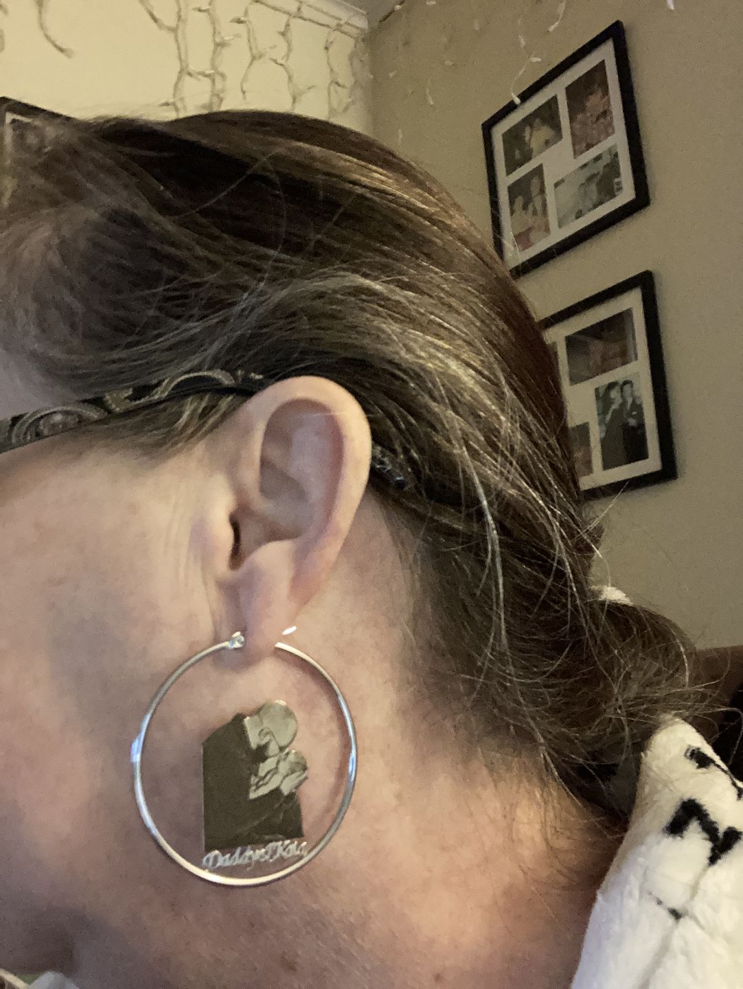 Customer photo review of Personalized Photo Engraved Hoop Earrings