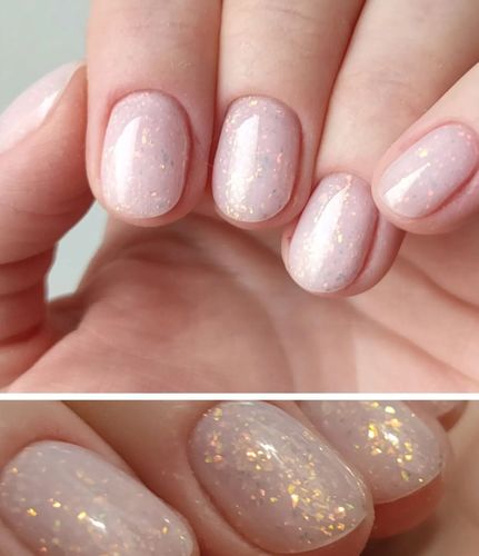 Customer photo review of Gel Polish Rubber Base Foil pink 10ml