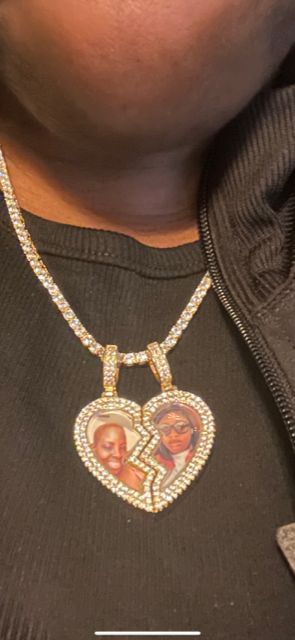 Customer photo review of Split heart Custom picture necklace